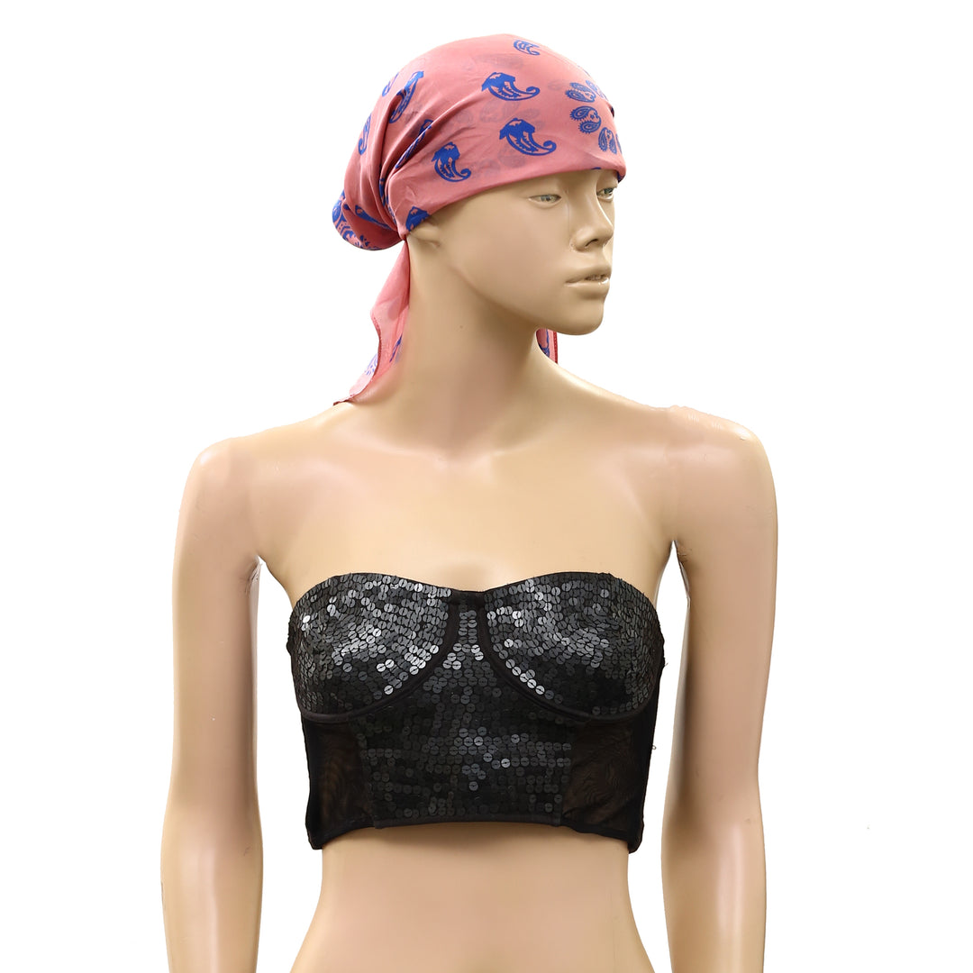 Free People So Silk Printed Bandana Scarf Tube Top Wrap Belt
