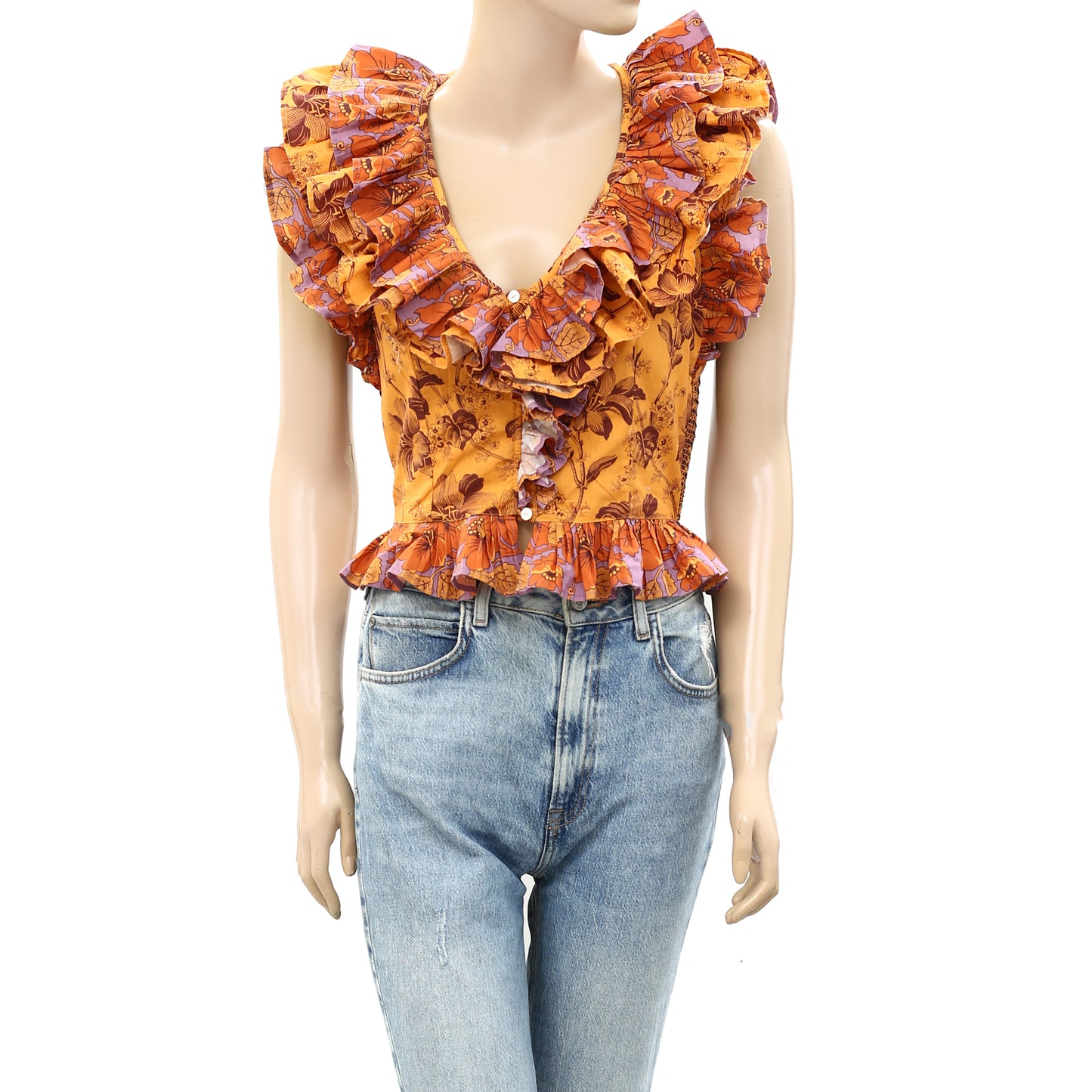 Love The Label Anthropologie Floral Printed Buttondown Top