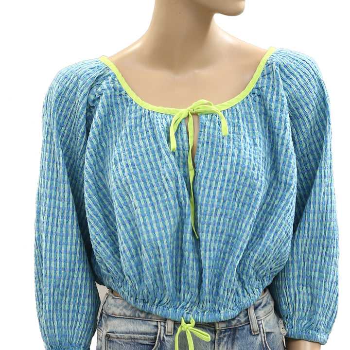 Free People Free-est Clara Plaid Blouse Top