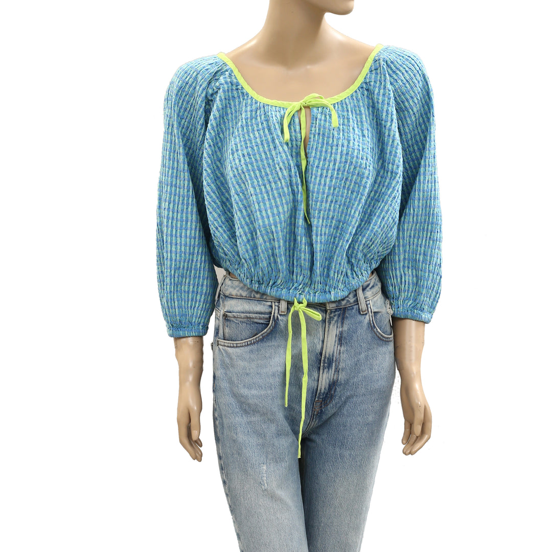 Free People Free-est Clara Plaid Blouse Top