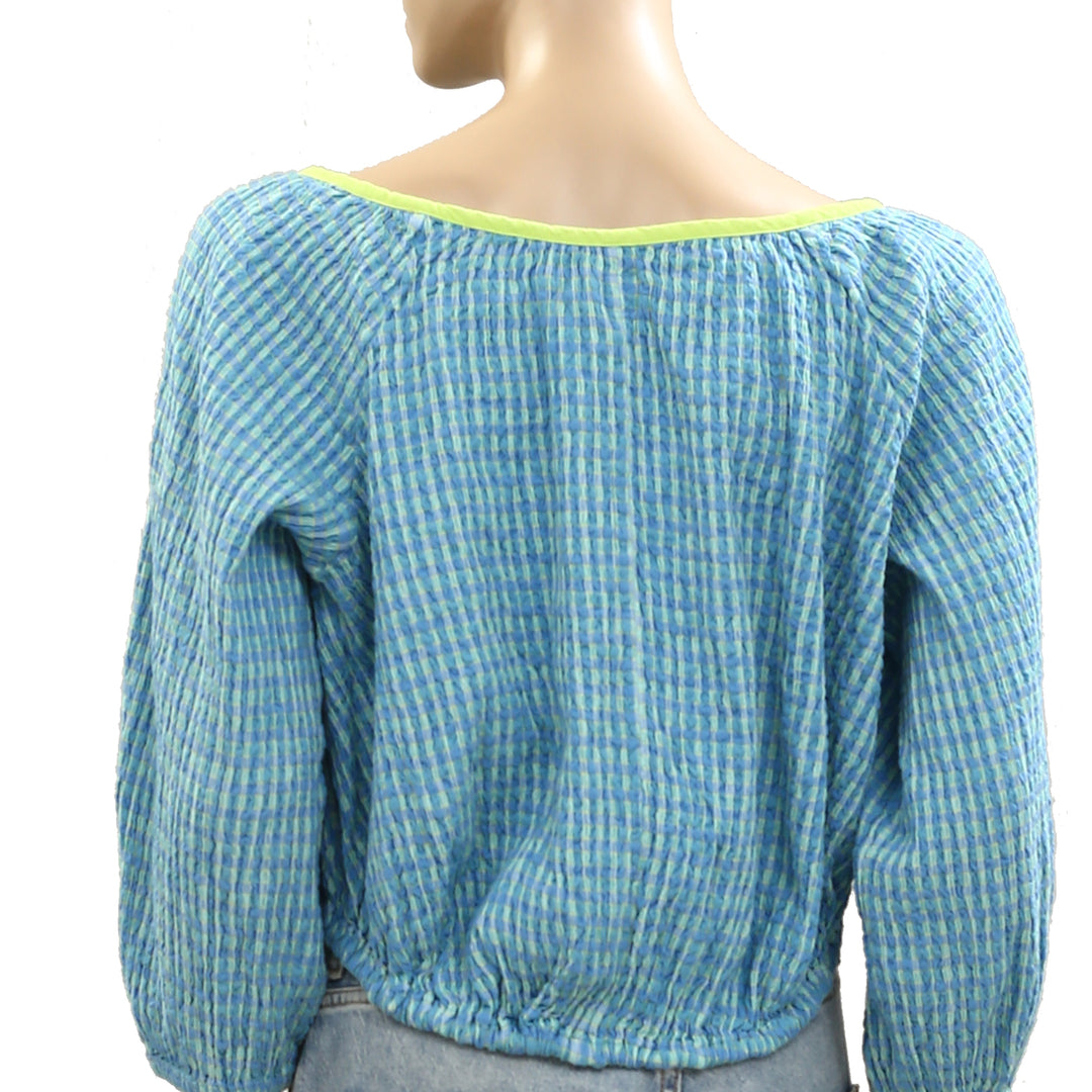 Free People Free-est Clara Plaid Blouse Top