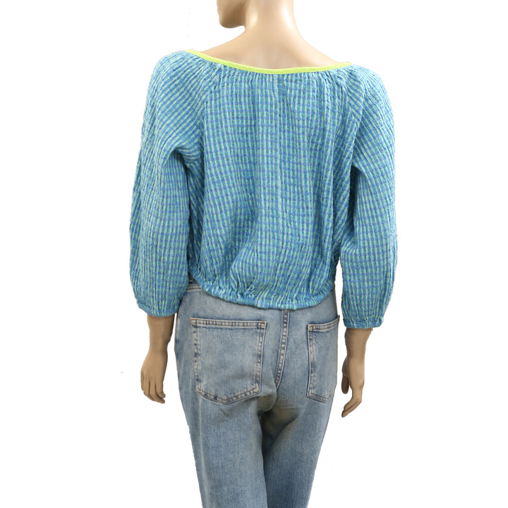 Free People Free-est Clara Plaid Blouse Top