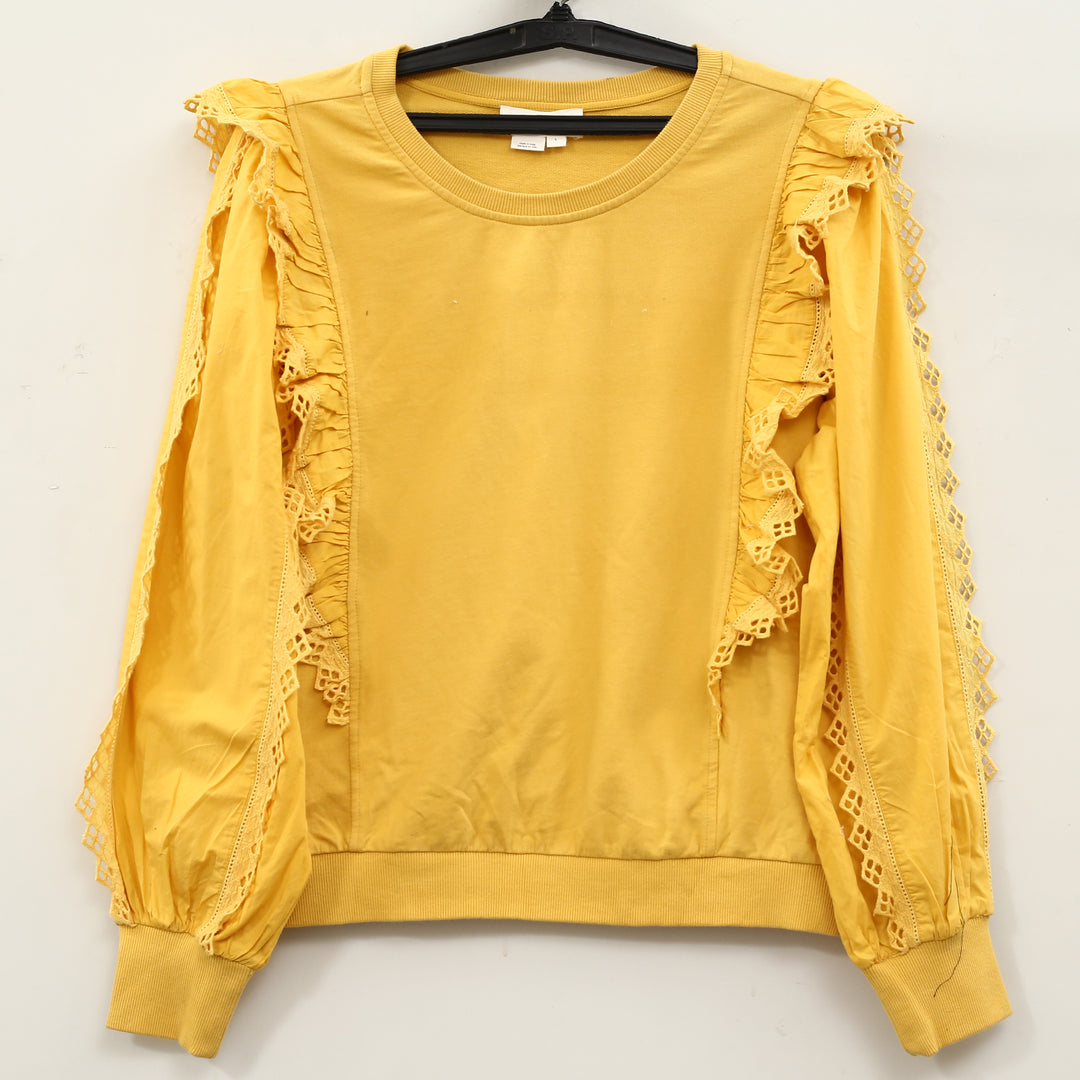 Anthropologie Eyelet Embroidered Sweatshirt Top