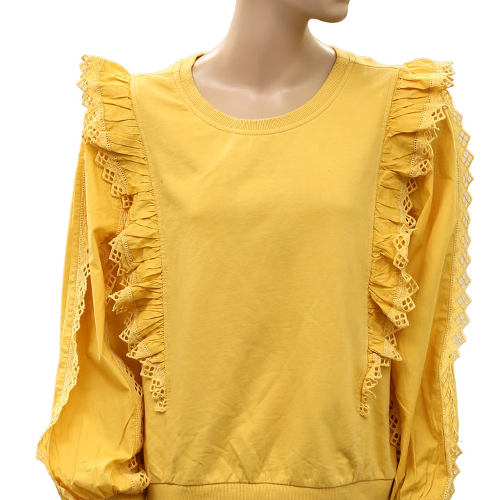 Anthropologie Eyelet Embroidered Sweatshirt Top