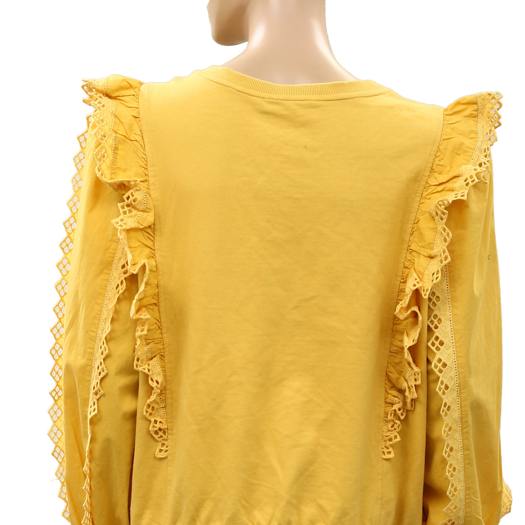 Anthropologie Eyelet Embroidered Sweatshirt Top