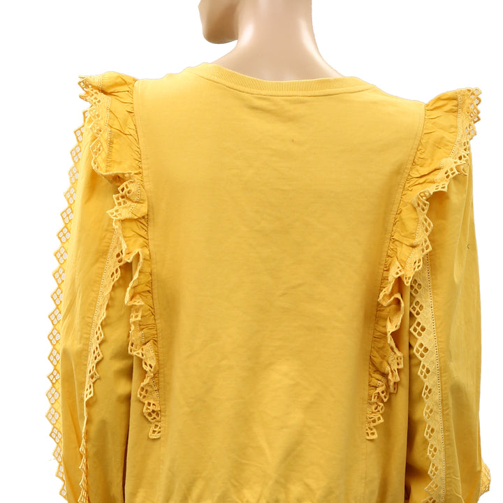 Anthropologie Eyelet Embroidered Sweatshirt Top