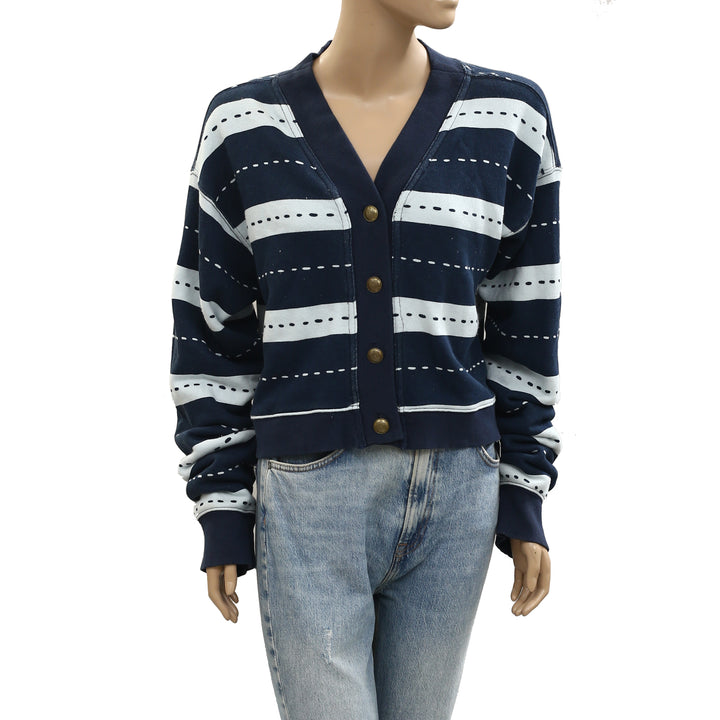 Free People Grace Printed Cardi Sweatshirt Top