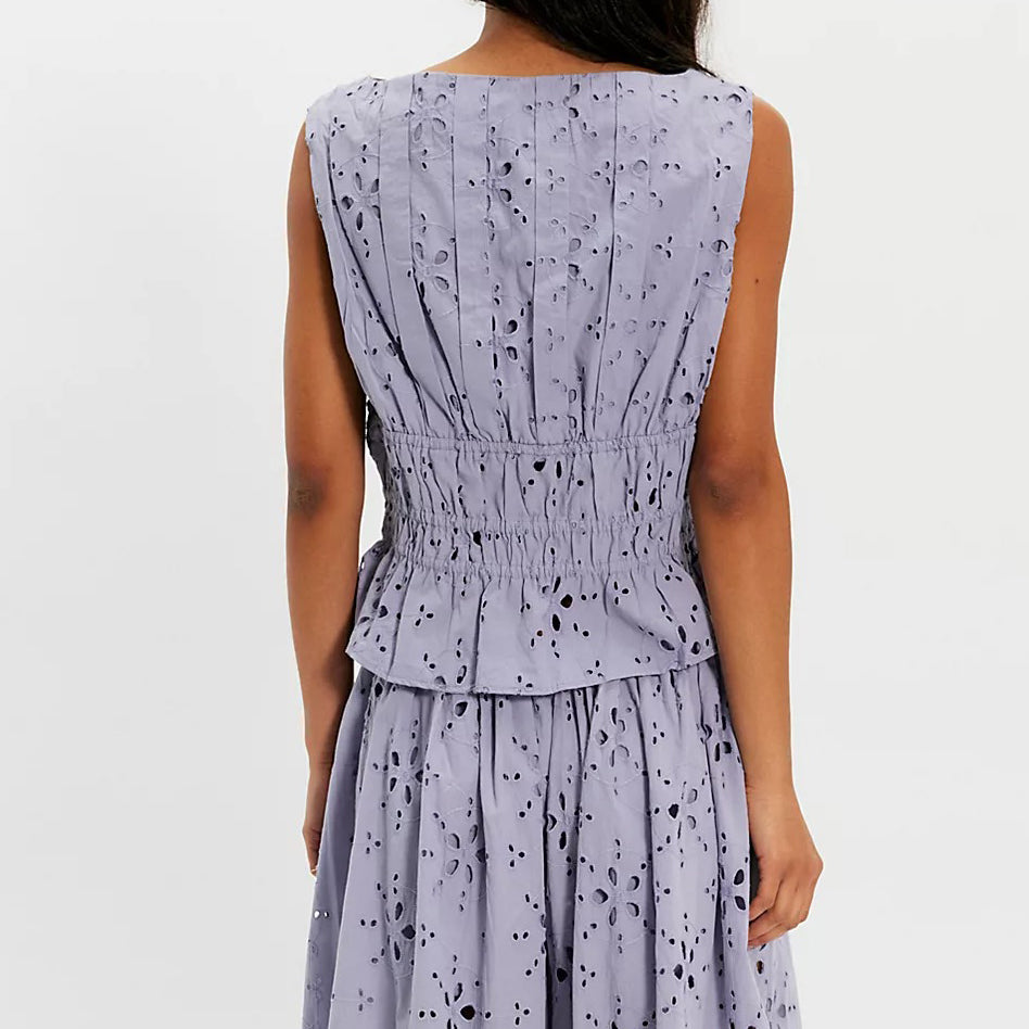 Free People Jude Eyelet Embroidered Blouse Top