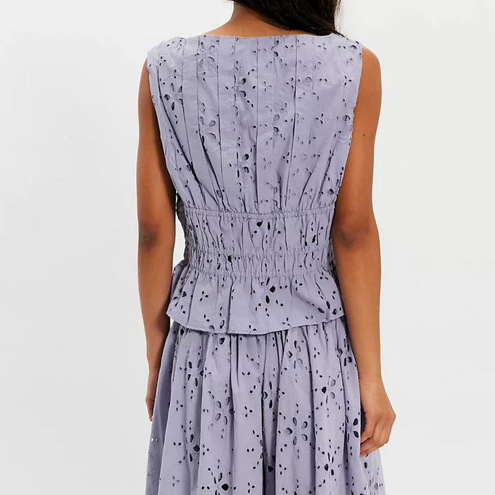 Free People Jude Eyelet Embroidered Blouse Top