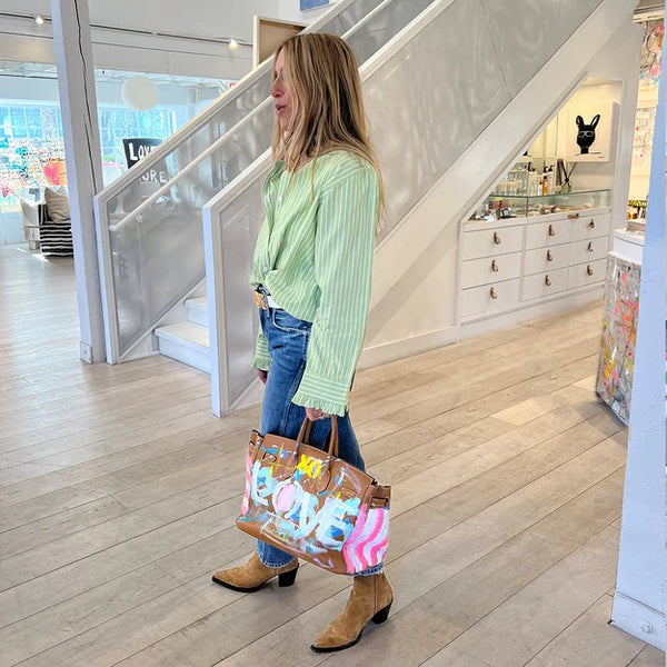 Kerri Rosenthal Mia Stripe Ruffle Shirt Top