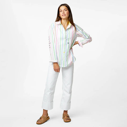 Kerri Rosenthal Mia Multi Striped Tunic Shirt Top