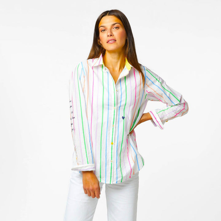 Kerri Rosenthal Mia Multi Striped Shirt Tunic Top