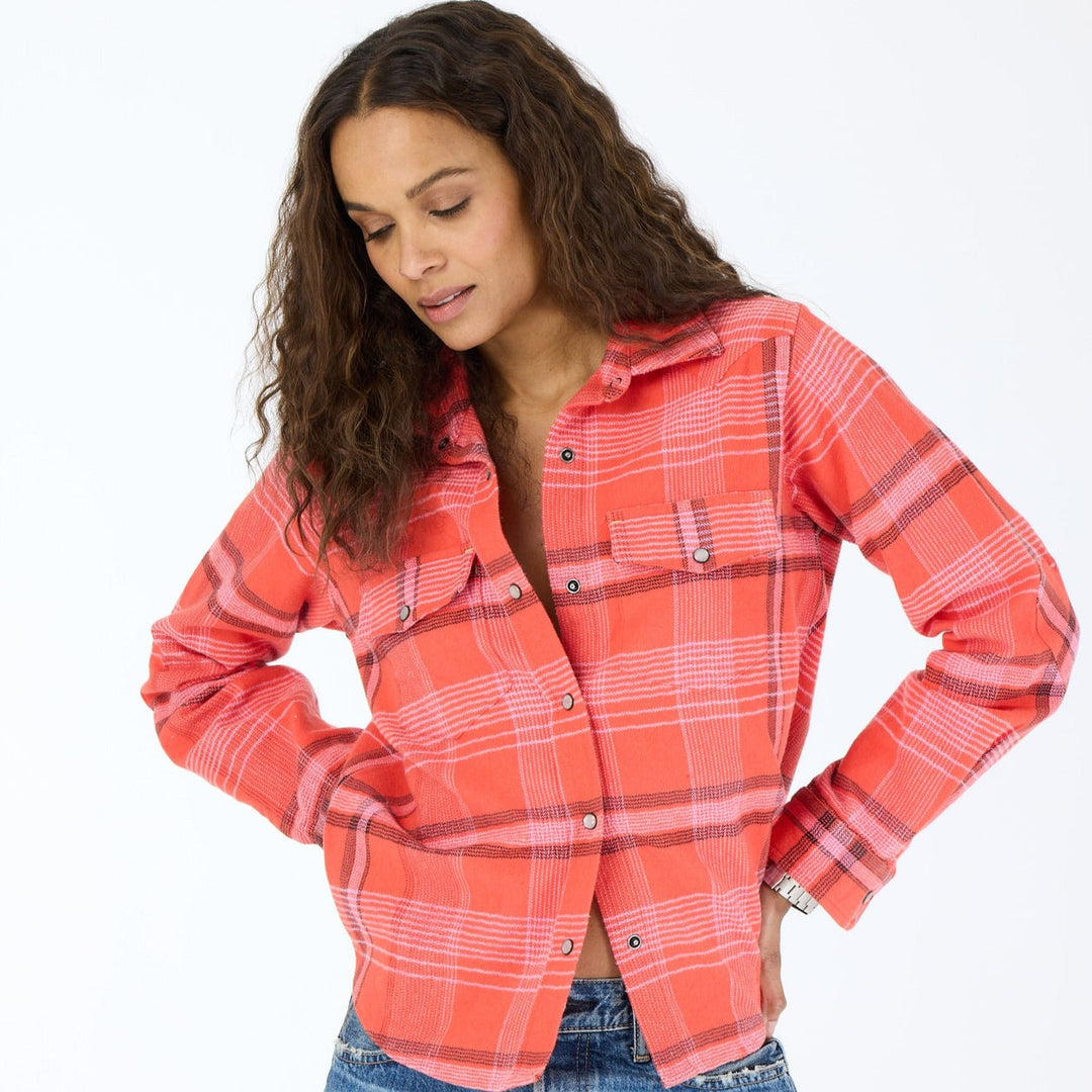 Kerri Rosenthal Pia Western Flannel Plaid Shirt Top