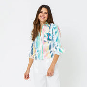 Kerri Rosenthal Joey Beach Stripes Shirt Blouse Top