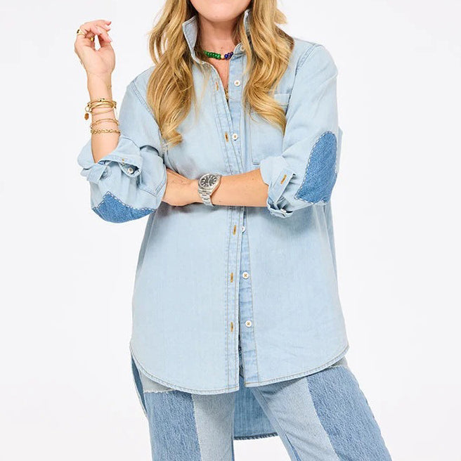 Kerri Rosenthal Mia U.S. Of Love Denim Shirt Top