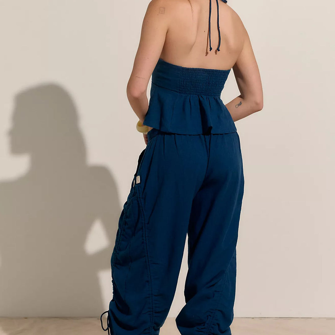 Free People Free-Est Lunasol Cotton-Linen Cropped Blouse Top