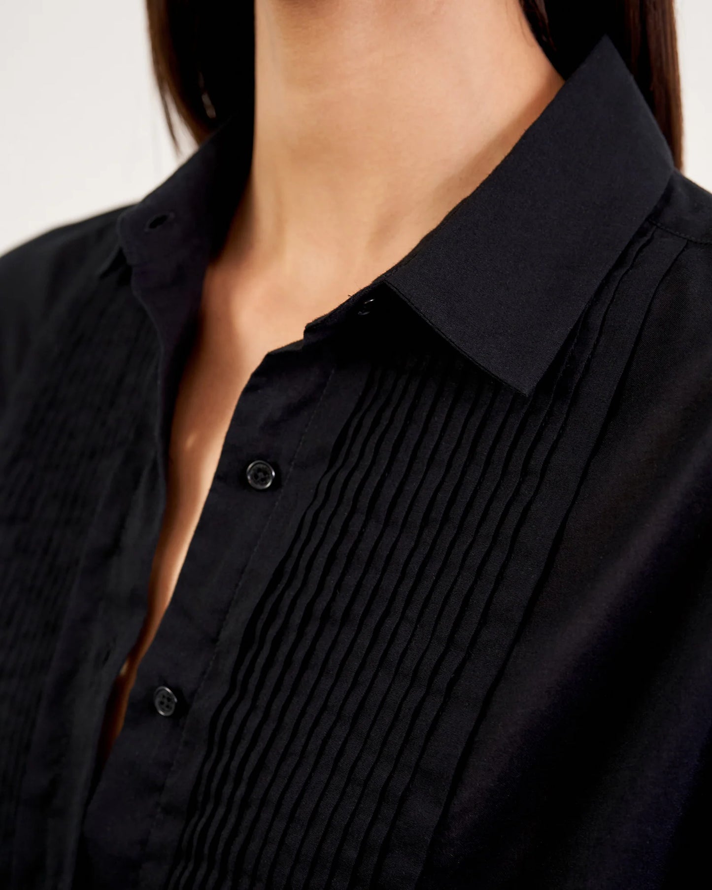 Nili Lotan Daniel Voile Tuxedo Pintucked Buttondown Tunic Shirt Top