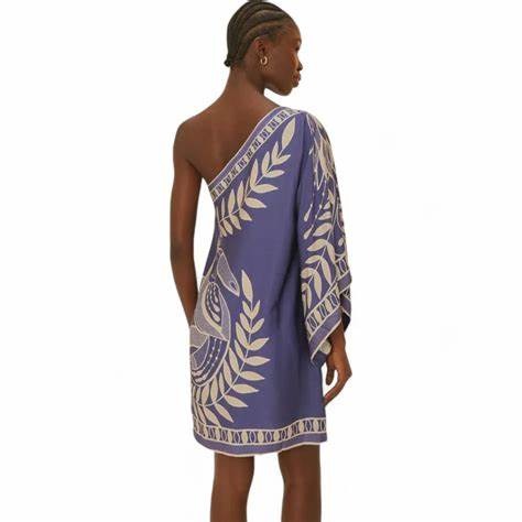 Farm Rio Anthropologie One Shoulder Lace Mini Dress