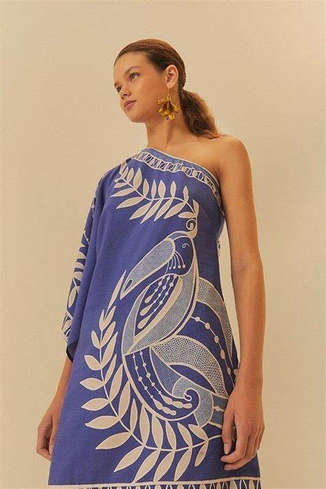 Farm Rio Anthropologie One Shoulder Lace Mini Dress