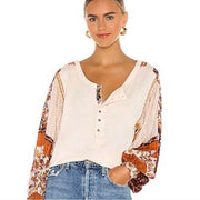 Free People Light Magic Henley Blouse Top