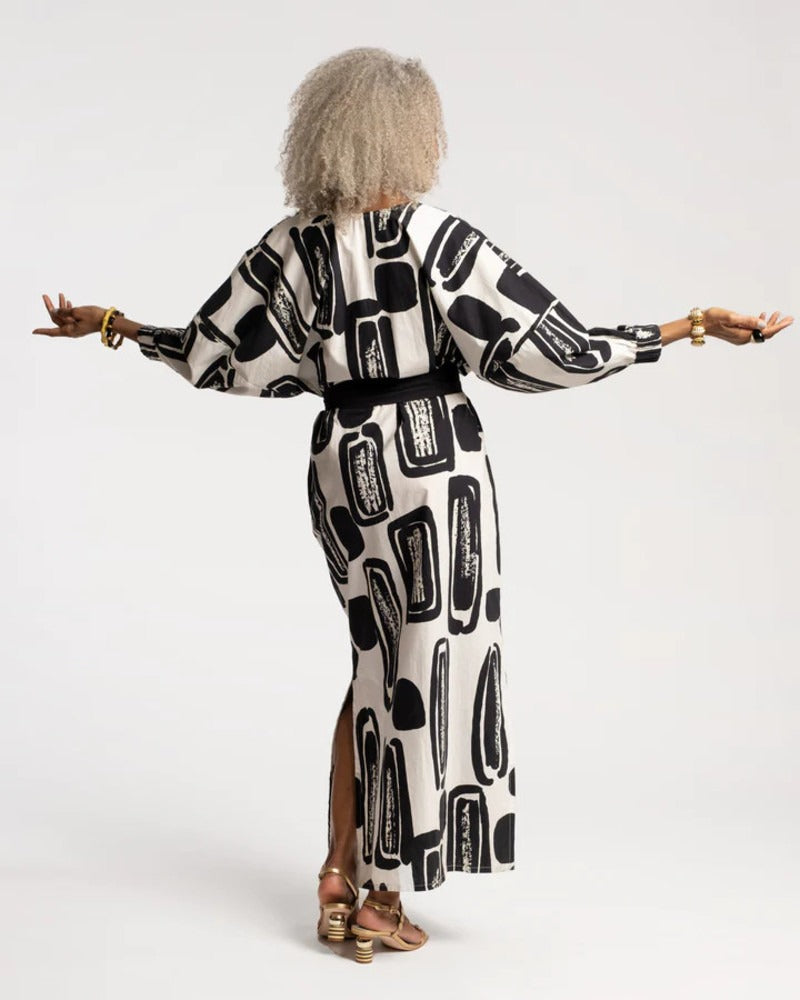 Frances Valentine Rosa Caftan Flintstone Printed Midi Dress