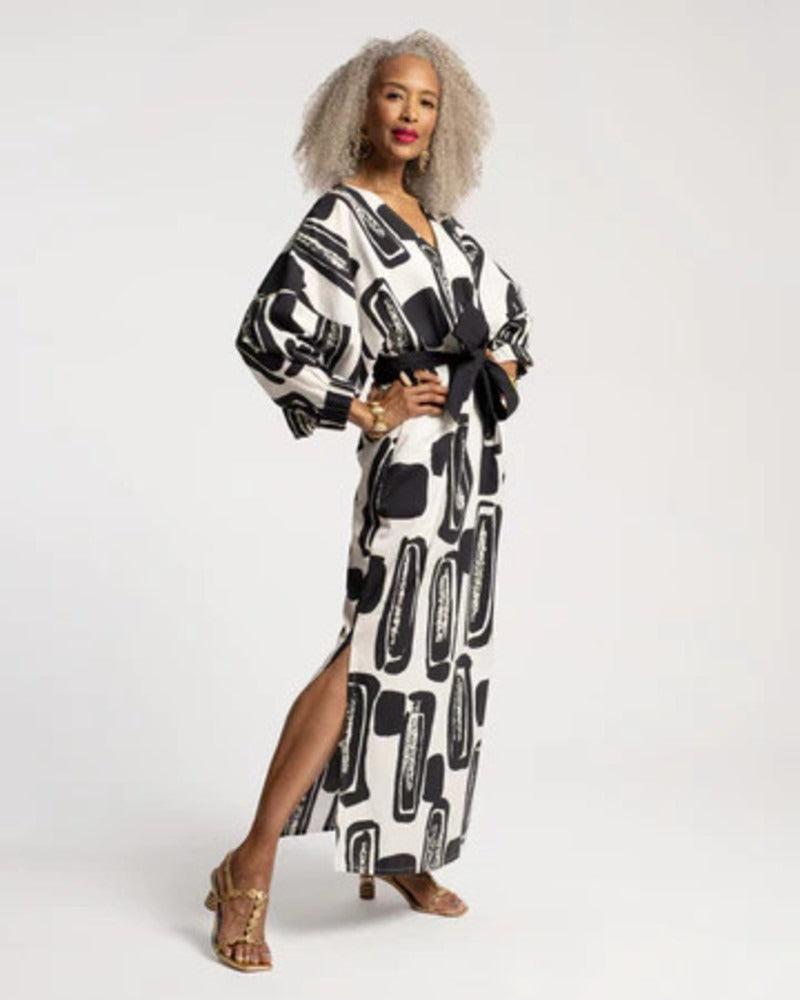 Frances Valentine Rosa Caftan Flintstone Printed Midi Dress