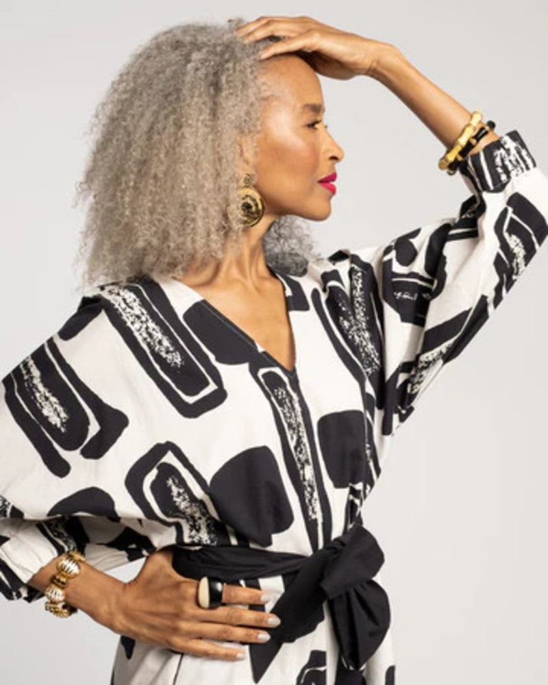 Frances Valentine Rosa Caftan Flintstone Printed Midi Dress