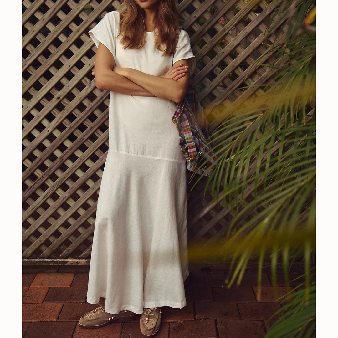 Free People Free-Est Sandshell Linen Tierney Maxi Dress