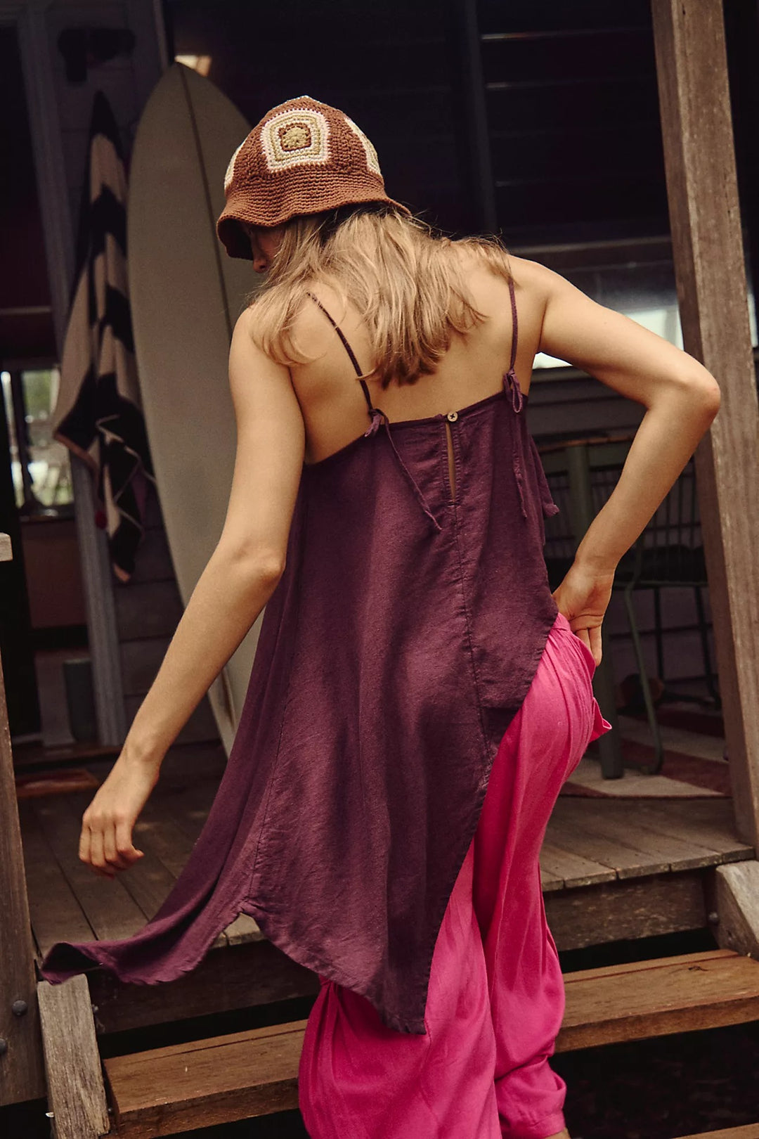 Free People Free-est Sandshell Linen Delia Cami Tank Top