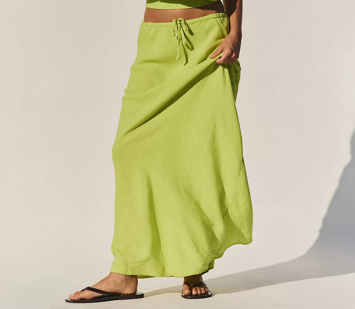 Free People Free-Est Sandshell Linen Kayla Convertible Maxi Skirt