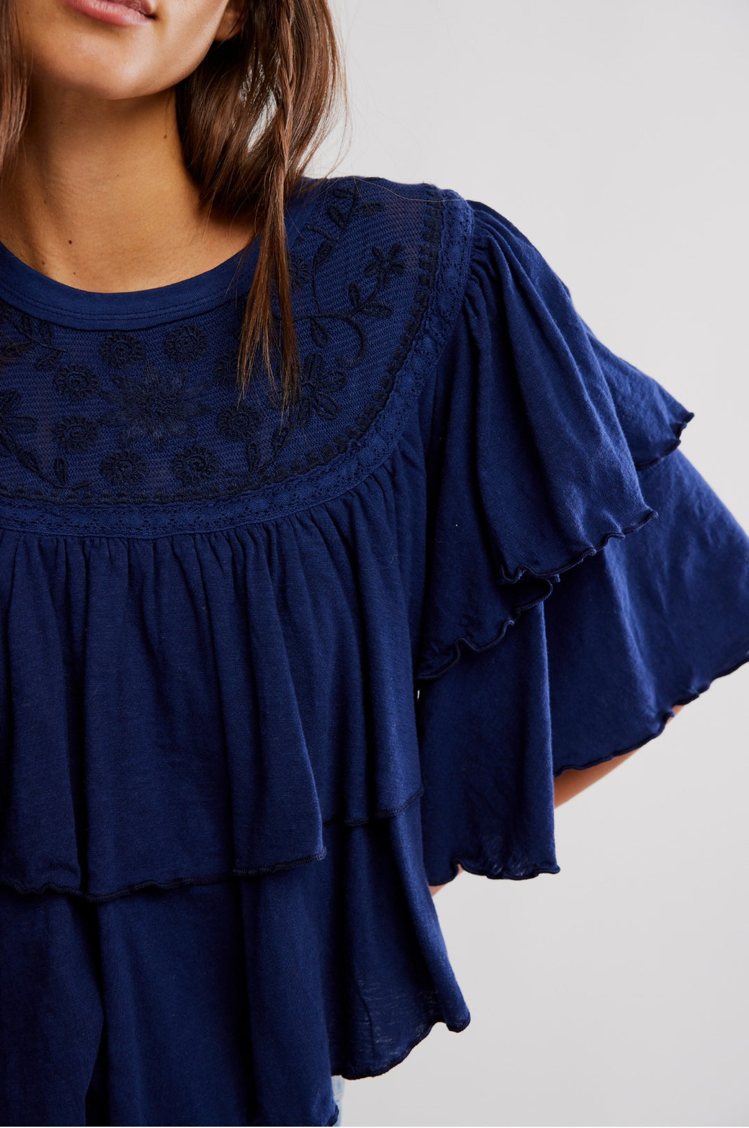 Free People Rose Party Tee Blouse Top