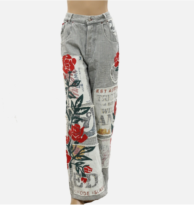 Free People We The Free Lost And Found Boyfriend Jeans Pants Patchwork S 288101