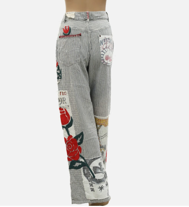 Free People We The Free Lost And Found Boyfriend Jeans Pants Patchwork S 288101