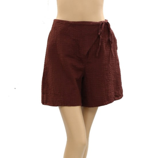 Free People Free-est Pucker Check Wrap Shorts
