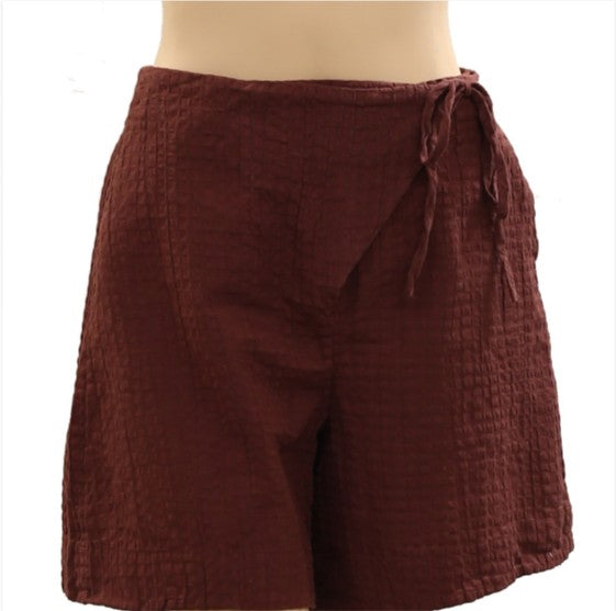 Free People Free-est Pucker Check Wrap Shorts