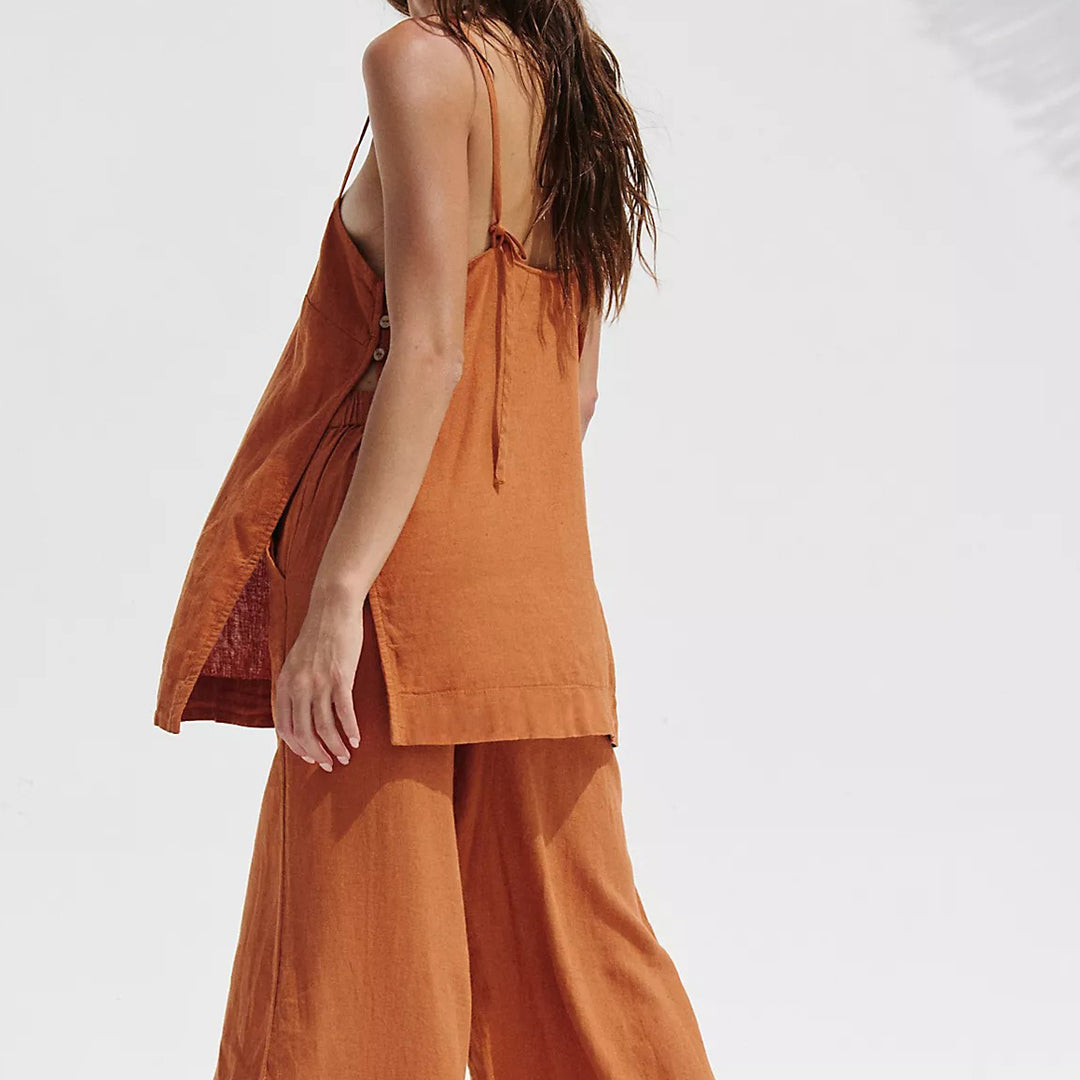 Free People Free-Est Sightseer Linen Tank Tunic Top