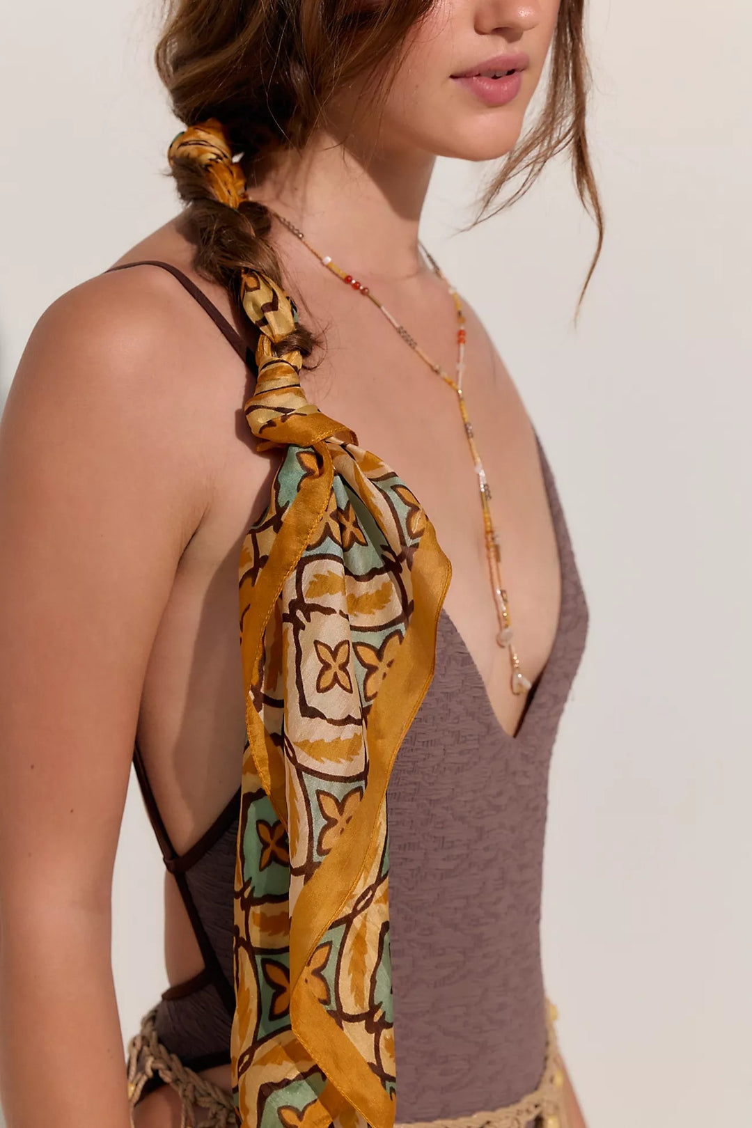 Free People So Silk Printed Bandana Scarf Tube Top Wrap Belt