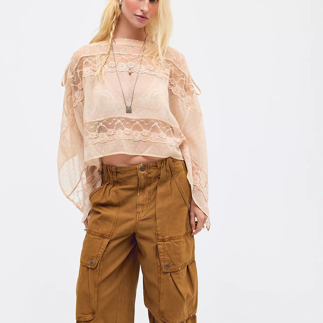 Free People Sofia Cape Blouse Top