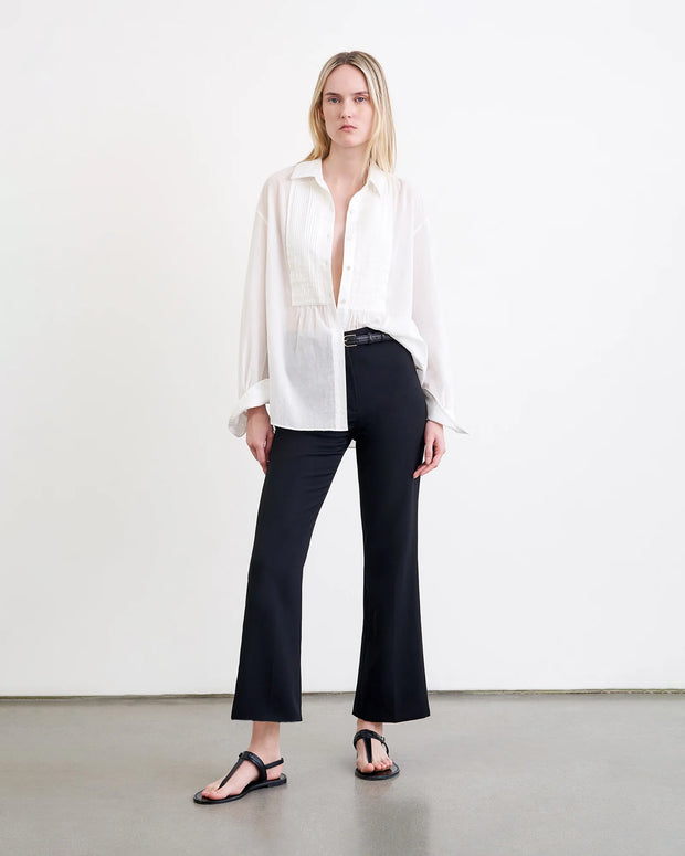 Nili Lotan Daniel Voile Tuxedo Pintucked Buttondown Tunic Shirt Top