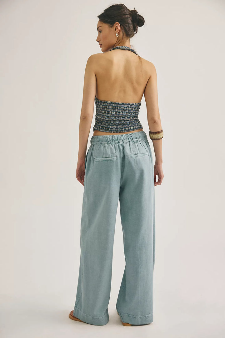 Free People Tidal Moon Low-Rise Pull-On Trouser Pants