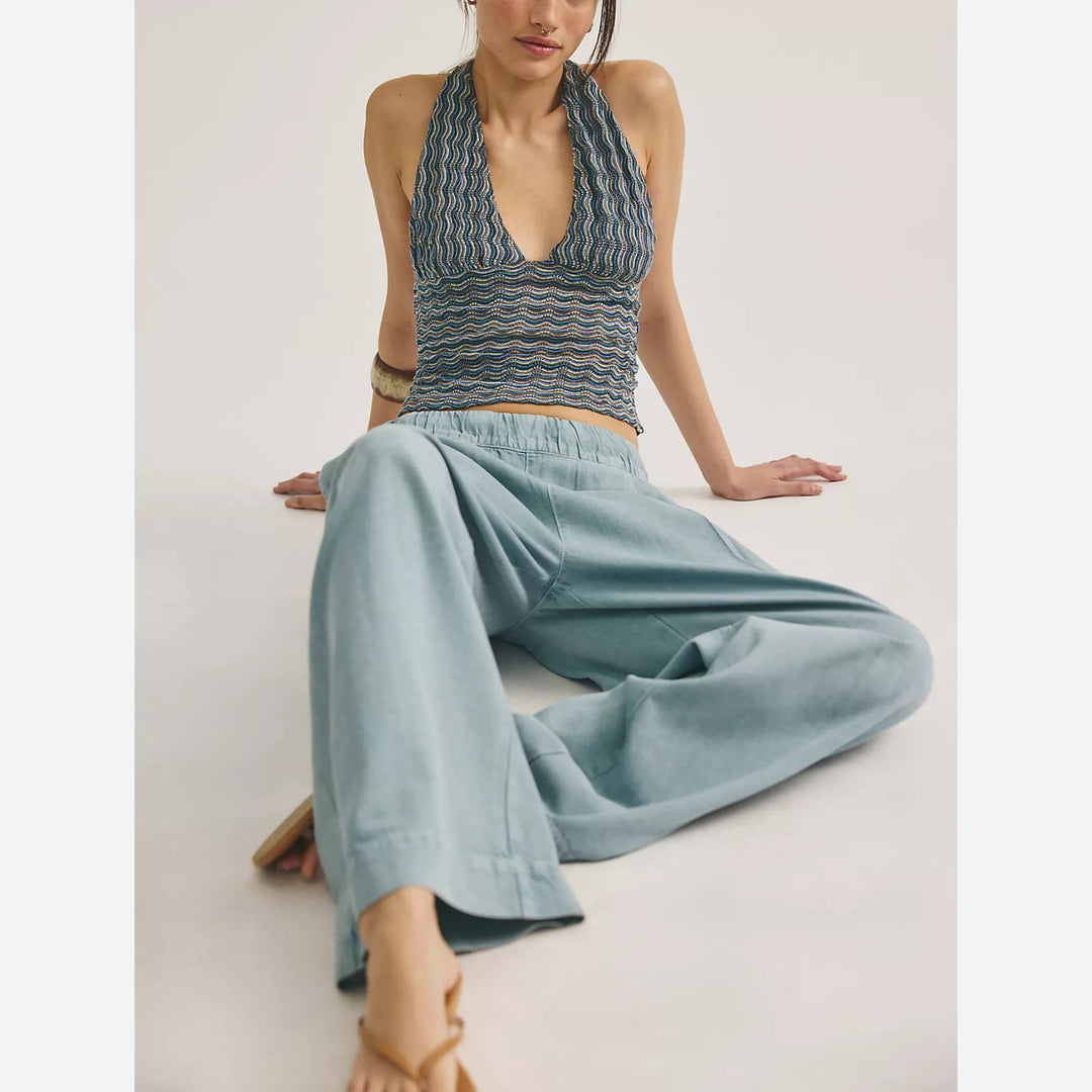 Free People Tidal Moon Low-Rise Pull-On Trouser Pants