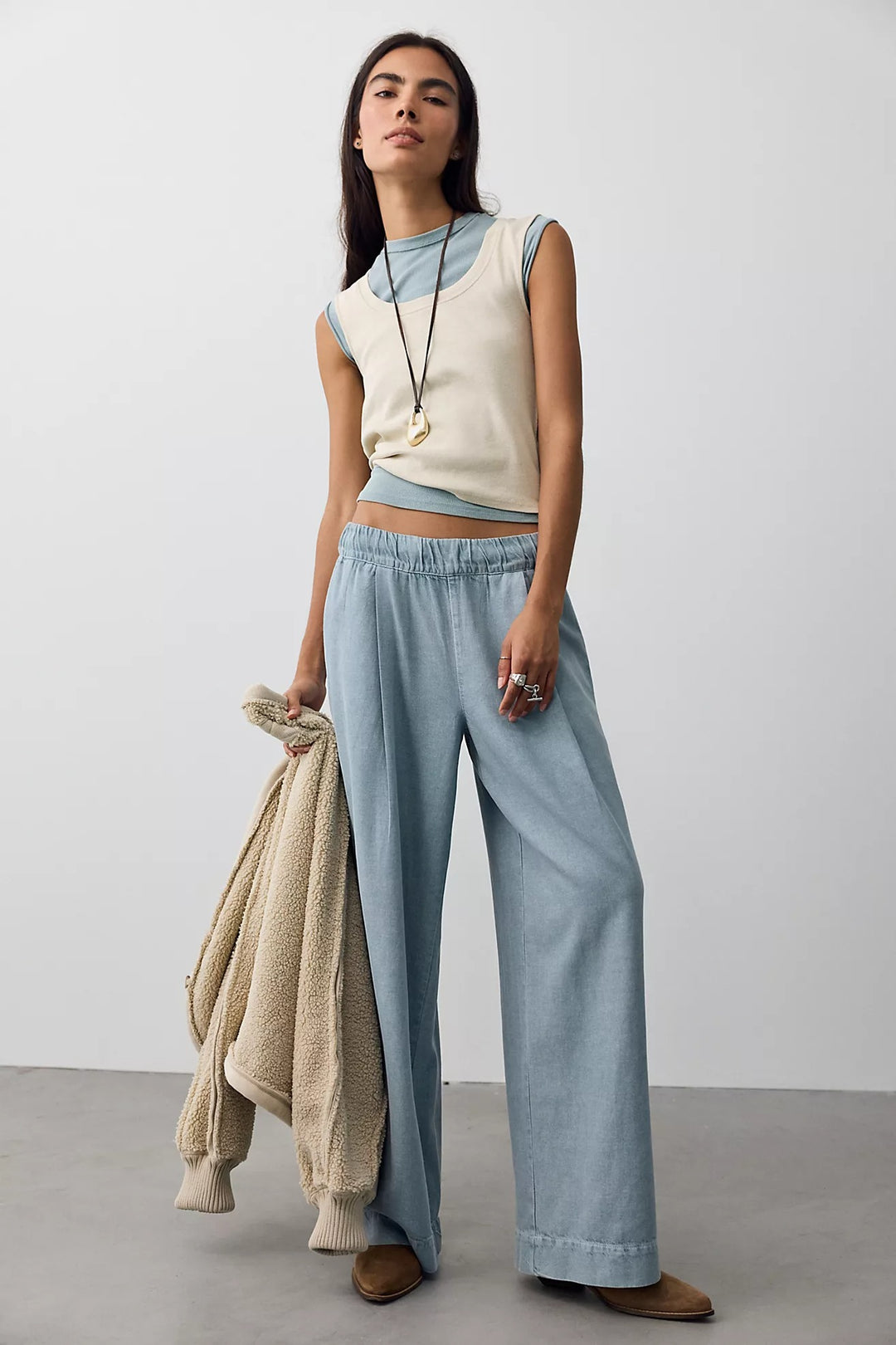 Free People Women's Tidal Moon Low-Rise Pull-On Trouser Pants