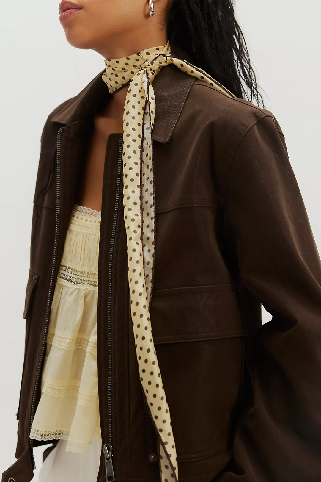 Free People Tilly Skinny Silk Convertible Scarf Neck Handbag Print