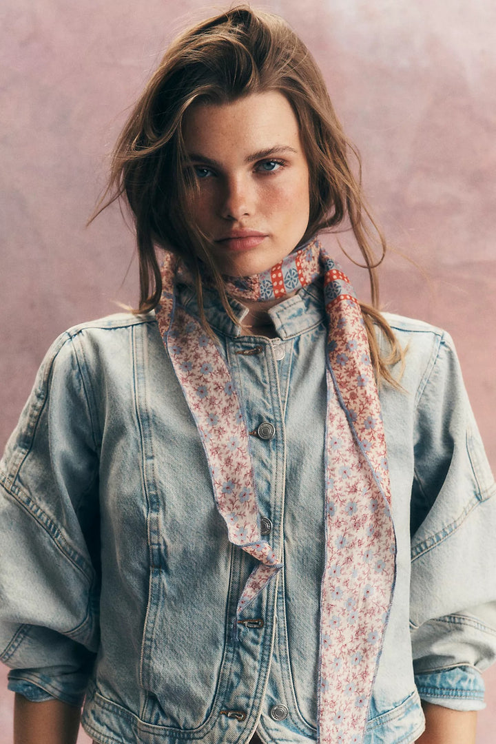 Free People Tilly Skinny Silk Convertible Scarf Neck Handbag Print