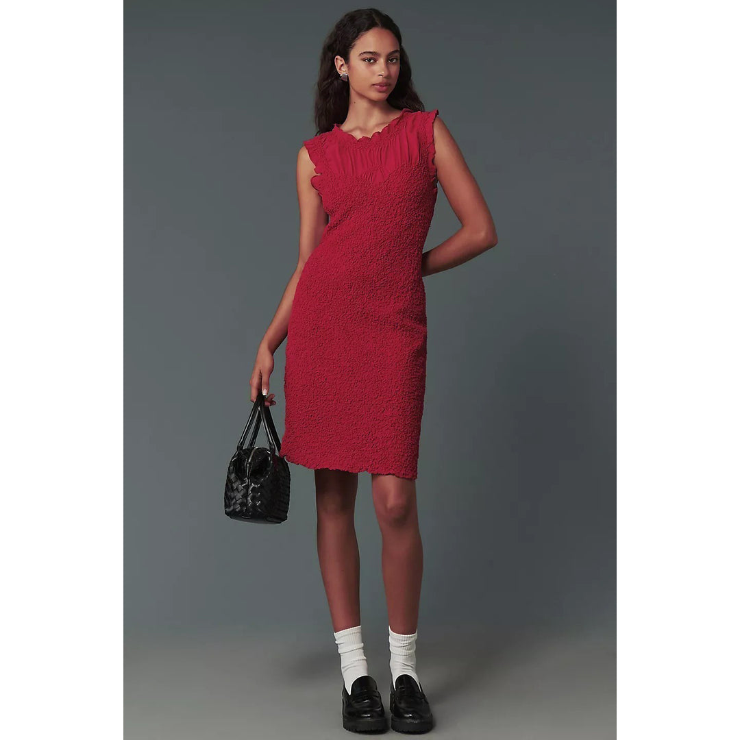 anthropologie cocktail dresses Asymmetric Lace Midi Dress by in Gold, Size: Medium 1% elastane Pullover styling Machine wash Imported By Anthropologie Sleeveless Sheer Ruffled