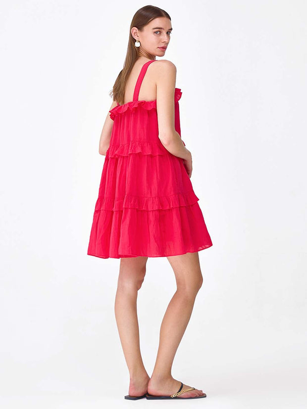 Cover Story Red Tiered Mini Slip Dress