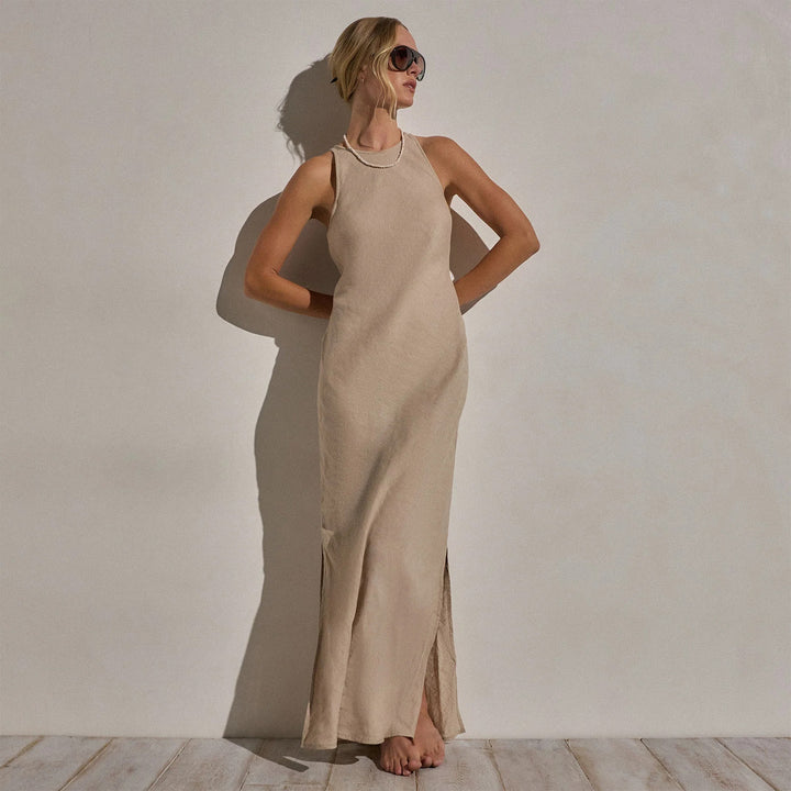 James Perse Los Angeles Linen Halter Maxi Dress