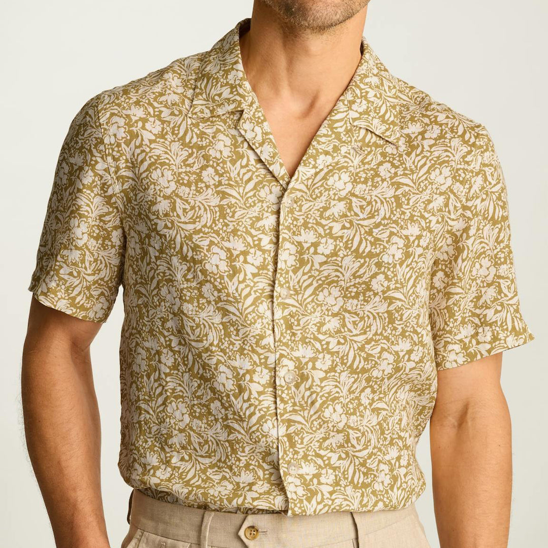 Bonobos Resort Riveria Floral Linen Camp Shirt in Mok Floral C37 at Nordstrom, Size Medium
