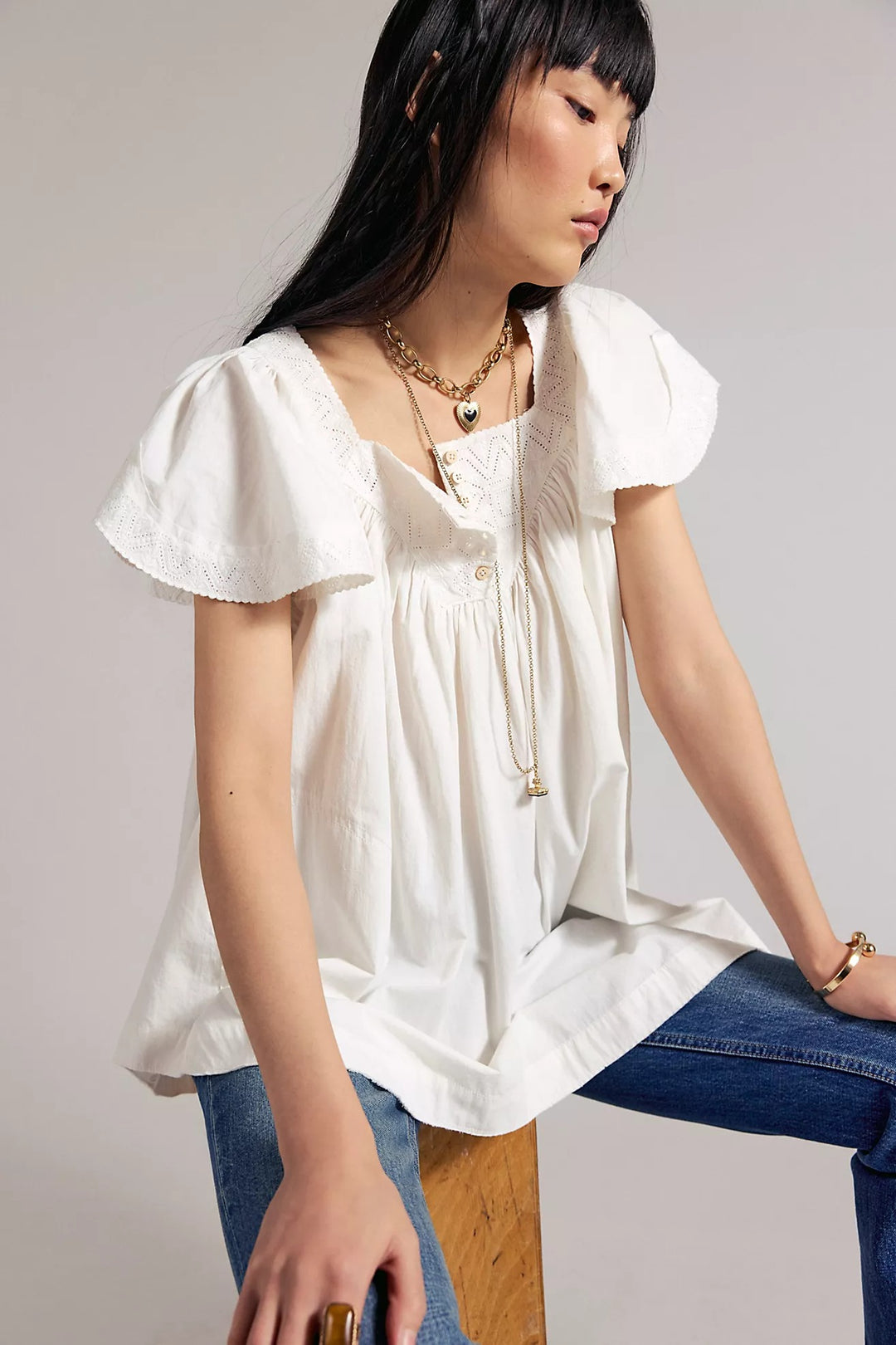 Free People We The Free Riley Embroidered Tunic Top