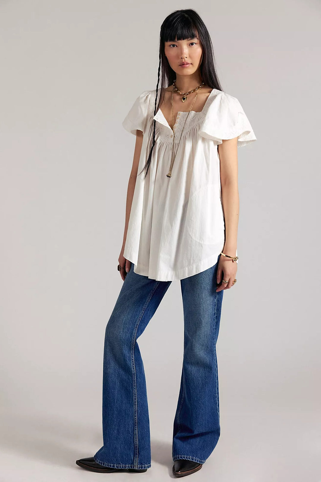 Free People We The Free Riley Embroidered Tunic Top